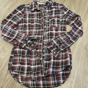 Plaid Button Down with Rhinestone Shoulders